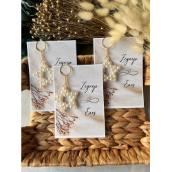 Kişiye Özel Kartlı İnci Yıldız Figürlü Anahtarlık 