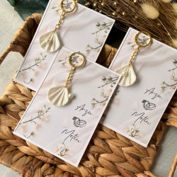 Kişiye Özel Kartlı İstiridye Anahtarlık