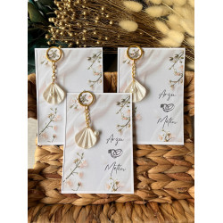 Kişiye Özel Kartlı İstiridye Anahtarlık