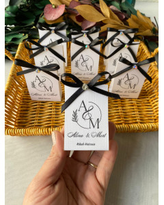 Kartlı Badem Şekeri – Siyah Kurdeleli Nikah Hatırası