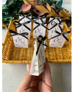 Kartlı Badem Şekeri – Siyah Kurdeleli Nikah Hatırası