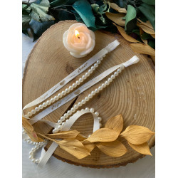 Kişiye Özel İncili Yüzük Kurdelesi (İsim Baskılı) Dökülen İncili