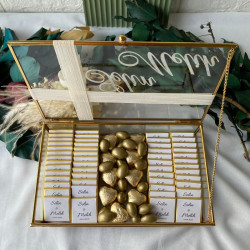 Kişiye Özel İsimli Gold Cam Söz & Nişan Çikolata Kutusu