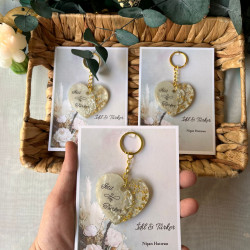 Kişiye Özel Kalp Epoksi Anahtarlık | İsimli Nişan Hatırası-Tasarım Kart