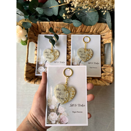 Kişiye Özel Kalp Epoksi Anahtarlık | İsimli Nişan Hatırası-Tasarım Kart