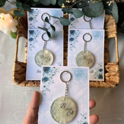 Kişiye Özel Epoksi Yuvarlak Anahtarlık | İsimli Tarihli Nişan Hediyeliği