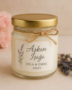 Lavanta & Vanilya Kokulu Cam Kavanoz Mum – “Aşkın Işığı”